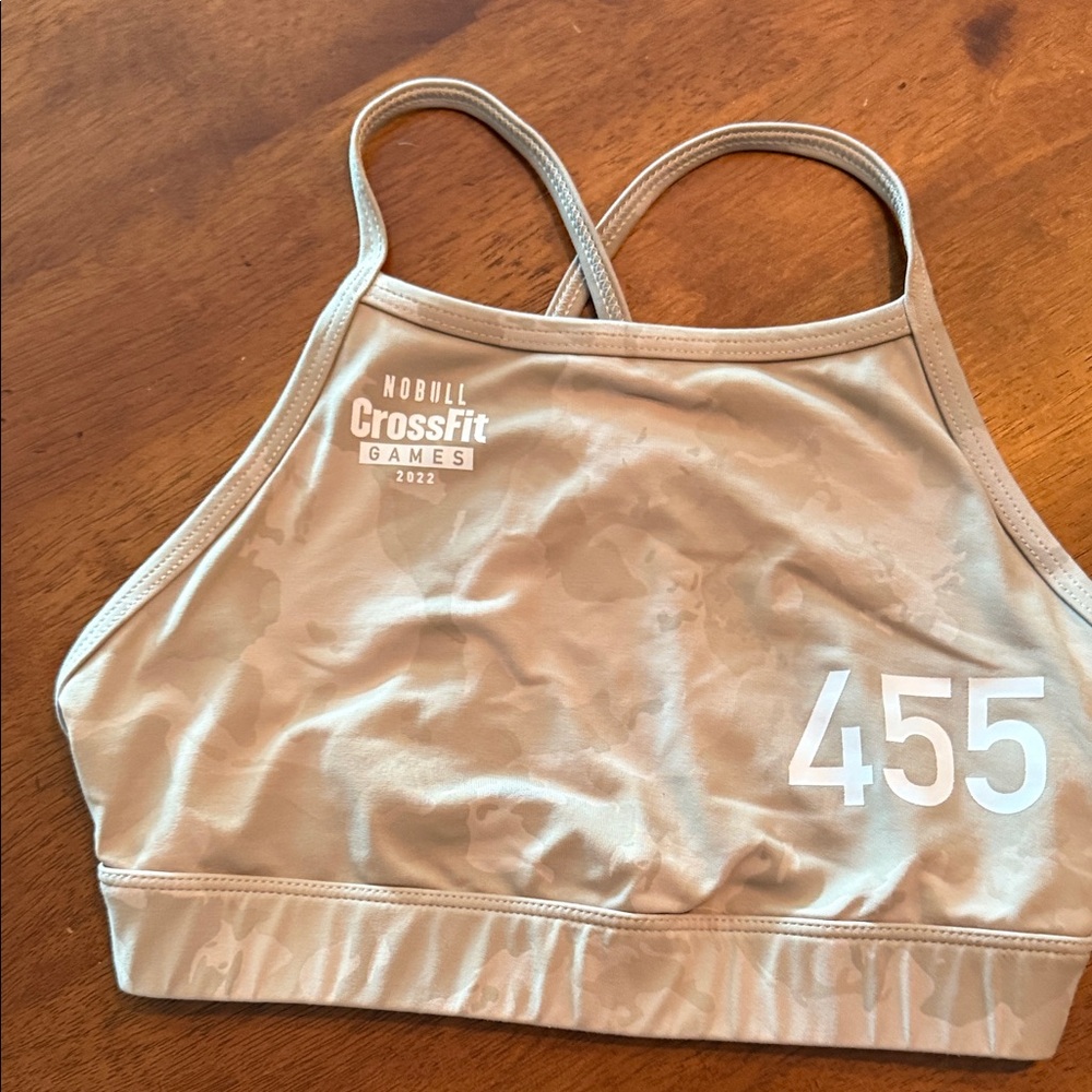 NOBULL Women's camo halter style Sports Bra from 2022 CrossFit games.